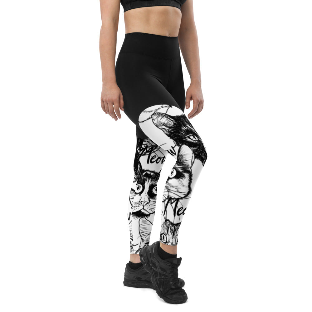 Meow Kitty Compression Leggings with Pocket